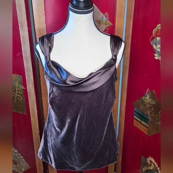 ANN TAYLOR Satin Cowl Neck Blouse - Rich Brown| Size 8 (NWT) - Picture 1 of 13